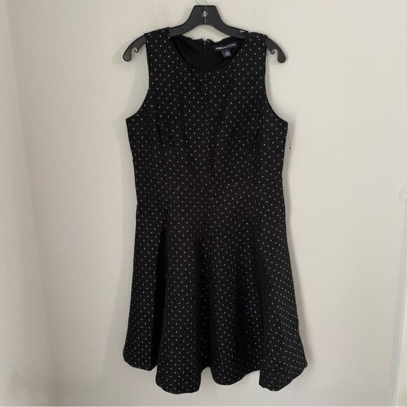 American Living Women’s Boat Neck Sleeveless Fit and Flare Black Polka Dot Dress - Picture 1 of 3